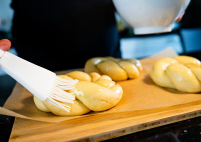 Pane Di Pasqua Italian Easter Bread Applying Egg Wash 2