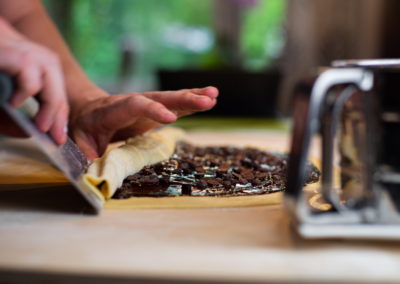 Chocolate Babka Rolling Dough Into Cigar 2