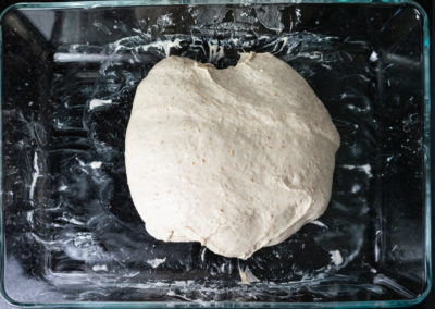 Sourdough Bread Baked In A Dutch Oven After Second Coil Fold