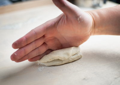 Rustic Baguette Rolls Press Down 1