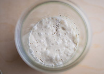 The Big Fluffy Round Sourdough Bread Poolish Top View