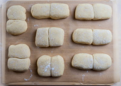 Twin Milk Bread Rolls Prepare For Baking