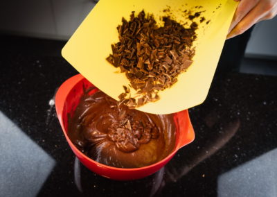 Fudgy Chocolate Brownies Adding Couverture Chocolate Chunks