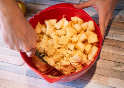 Grandmas Moist Cinnamon Apple Cake Folding Apples Under
