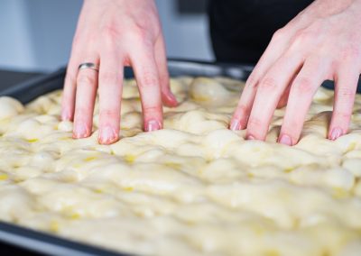 Sourdough Focaccia With Rosemary And Tomatoes Shaping