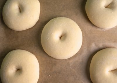 Huge Bread Rolls With Sesame And Poppy Seeds After Proofing Top View
