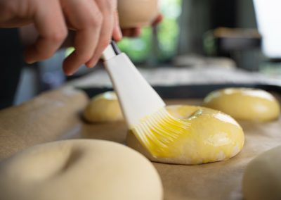 Huge Bread Rolls With Sesame And Poppy Seeds Coat In Egg Wash