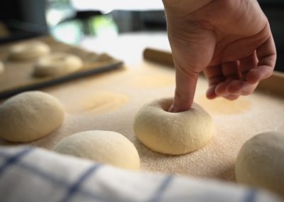 Huge Bread Rolls With Sesame And Poppy Seeds Creating Hole In The Middle