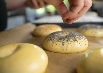Huge Bread Rolls With Sesame And Poppy Seeds Sprinkle With Poppy Seeds
