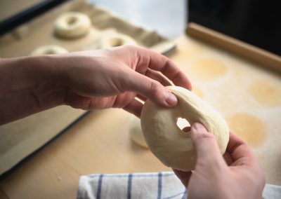 Huge Bread Rolls With Sesame And Poppy Seeds Widening Hole In Dough 2