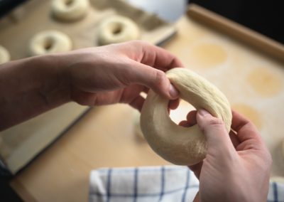 Huge Bread Rolls With Sesame And Poppy Seeds Widening Hole In Dough 3