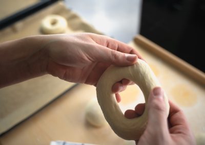 Huge Bread Rolls With Sesame And Poppy Seeds Widening Hole In Dough 4