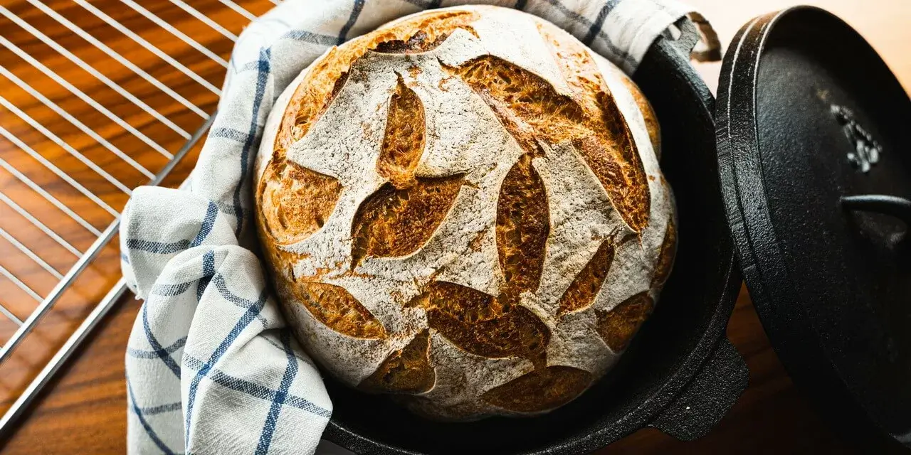 Sourdough Bread With 70% Hydration Baked In Dutch Oven