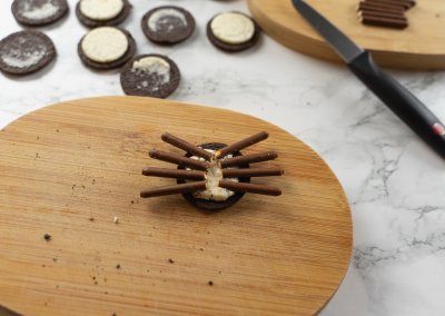 Bat Spider Halloween Cupcakes Chocolate Sticks Pressed In Oreo Cream