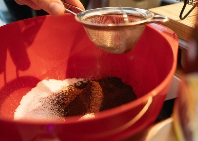 Bat Spider Halloween Cupcakes Sifting Dry Ingredients