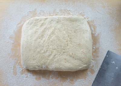 Simple Sourdough Breakfast Rolls Getting In Rectengular Shape