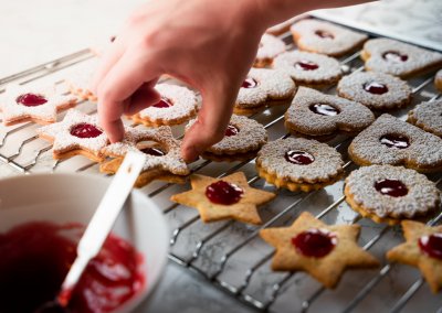 Traditional Linzer Cookies Stack Top Cookie On Bottom Cookie 2